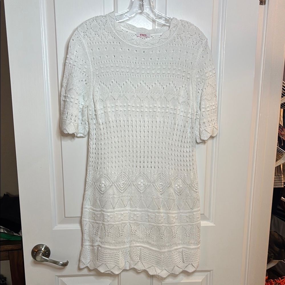 EUC ERES women’s White Crochet beach dress size L cotton/viscose